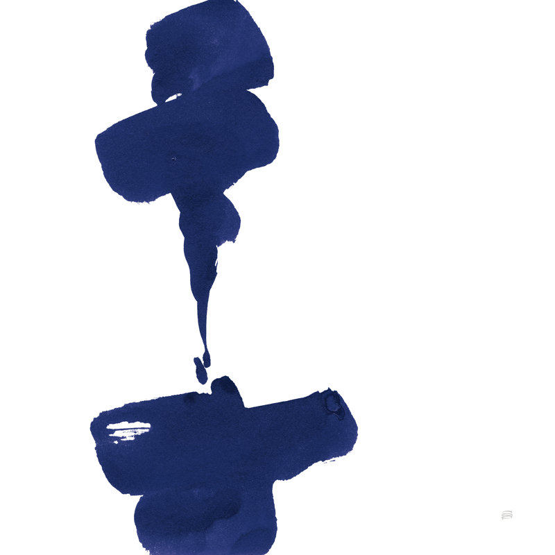 «Swash III Indigo» par Chris Paschke - peinture sur toile tendue, H 36 po x l 36 po