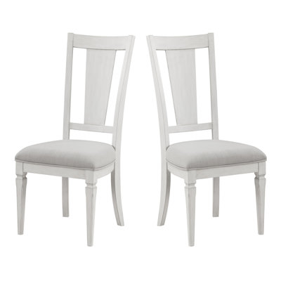 Chaise d'appoint de salle à manger traditionnelle Tatum (ensemble de 2), lin gris clair et finition blanche patinée
