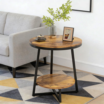 Modern Side Table,Rustic End Table,Round Coffee Table