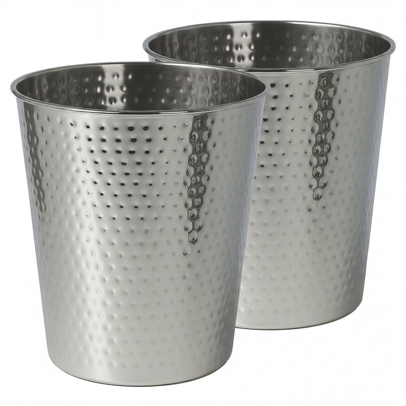 Poubelle en acier martelé 2 gallons Axel, Acier poli