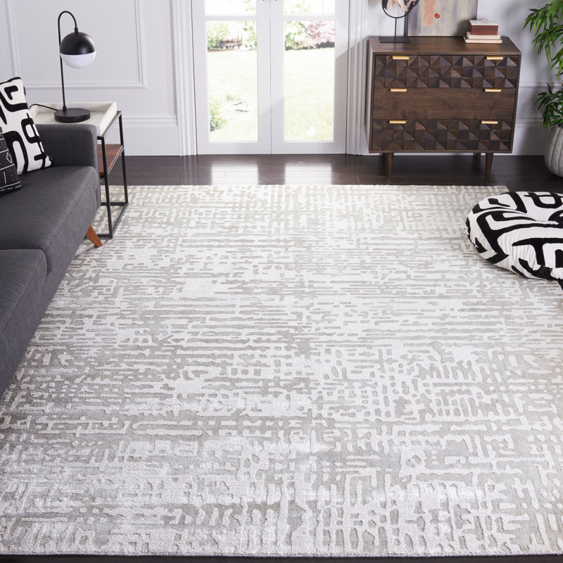 Nesta Hand Woven Silk Abstract Rug, Rectangle 6' x 9'
