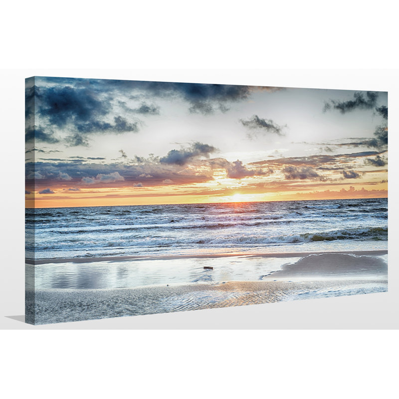« coucher de soleil à the oragey sea », reproduction de photo sur toile tendue, H 36 po x l 60 po x P 1,5 po