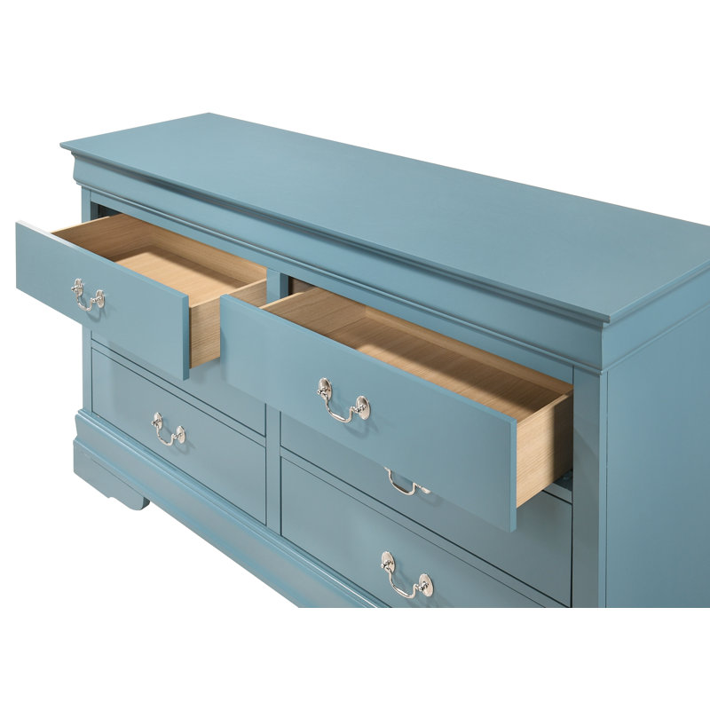  Commode double 6 tiroirs Louis Phillipe Vernon, Bleu