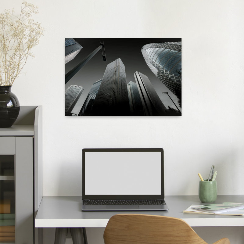 Modern Tokyo Skyscrapers Dramatic Modern Abstract Architecture City Wall Art Print 1 Piece Wrapped Canvas Wall Art