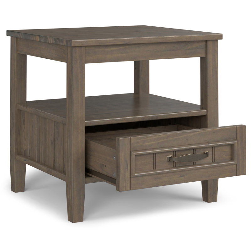 Solid Wood End Table with Drawer, 19.70" H x 20.10" W x 18.10" D