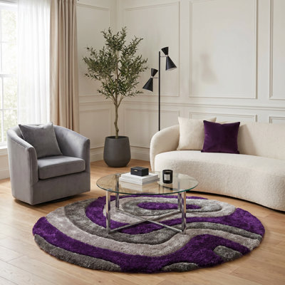 Thionville Shag Purple/Grey Shag Area Rug