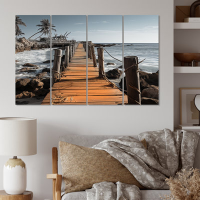 Dominicain désertique Minimalisme Pier II - ensemble d'art mural nautique et plage en métal