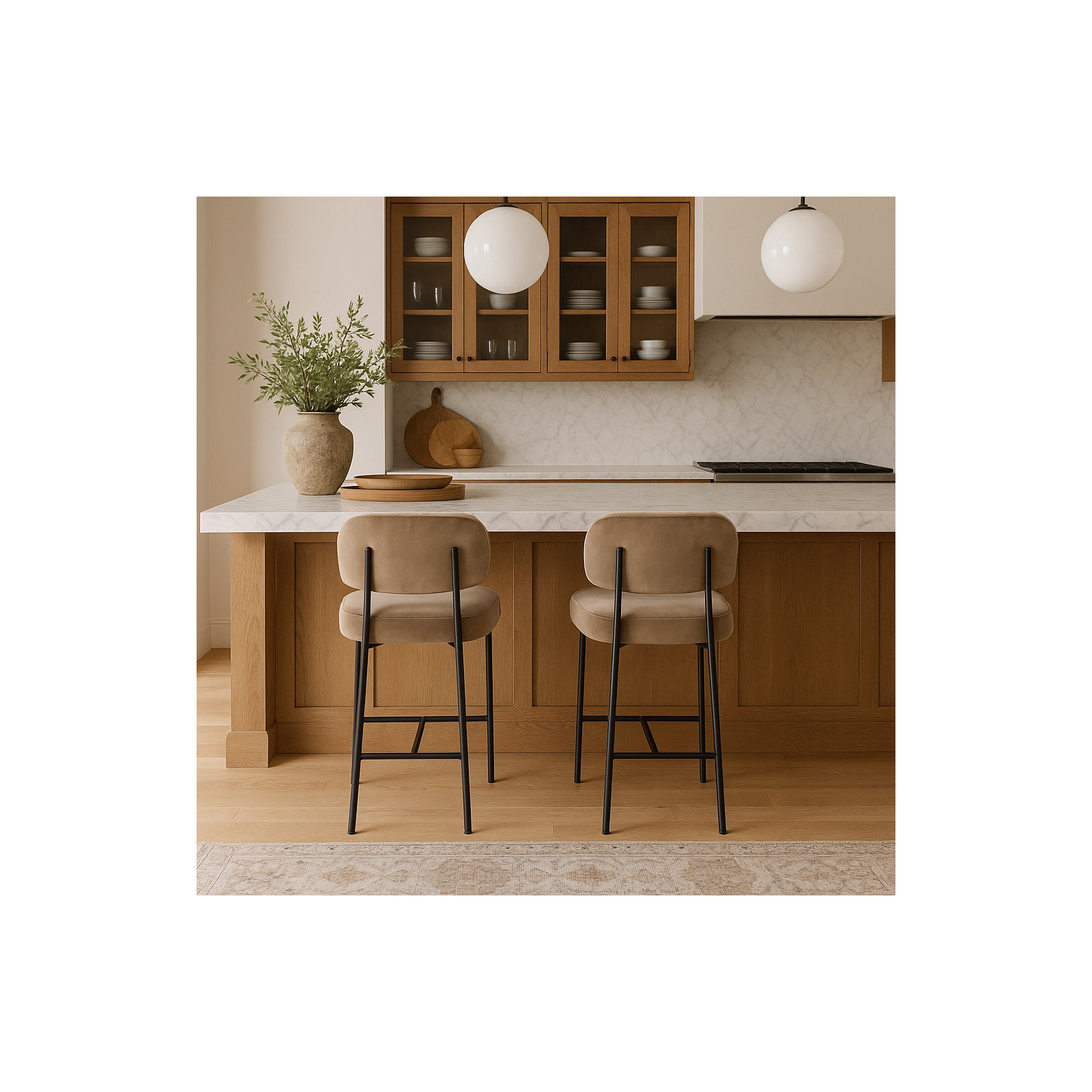 Zarelle Upholstered Counter Stool, Taupe Performance Fabric