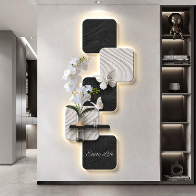Style minimaliste - Décoration murale de plante hydroponique doublée de grès