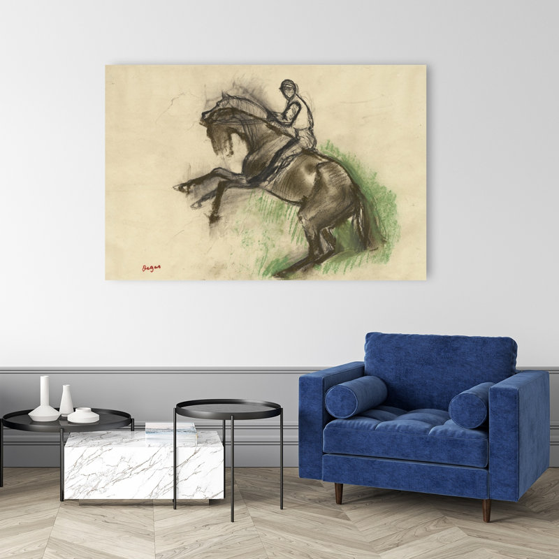 Jockey On A Rearing Horse, 1890S Abstract Contemporary Horse Animal Wall Art Print, 101.6cm H x 152.4cm W
