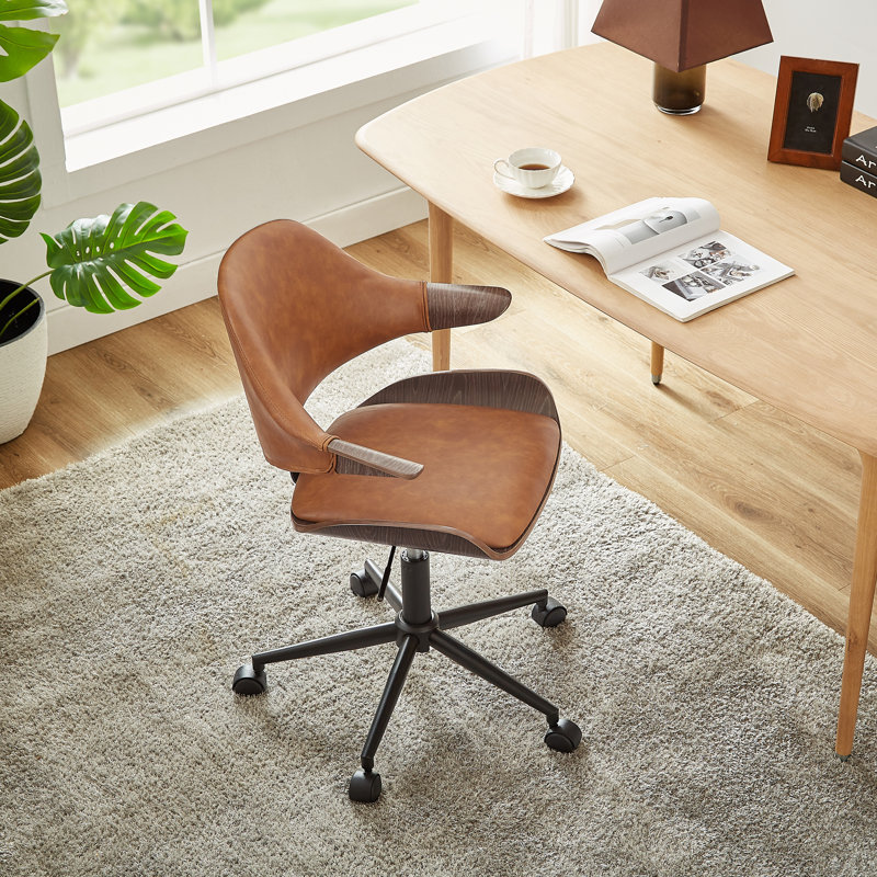 Carmelindo Faux Leather Office Task Chair, Brown