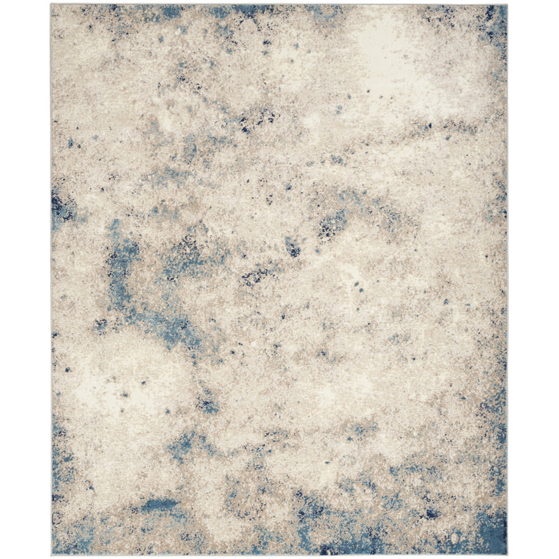 CK022 Infinity  Abstract Ivory/Gray/Blue Area Rug, Rectangle 9'9" x 12'