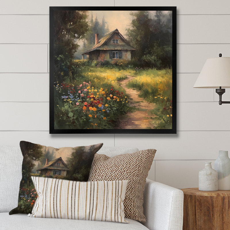 Impression sur toile, "Cottage and garden Oasis I" par Rundy, H 30 po x l 30 po x P 1 po, Cadre photo noir