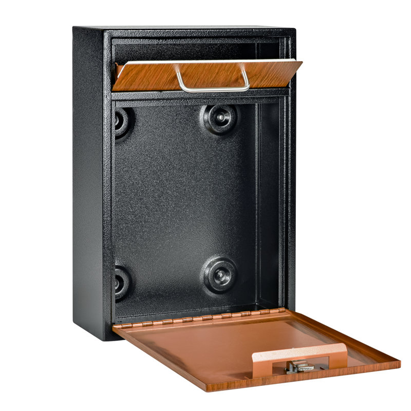 Steel Wall Mounted Mailbox with Magnetic Closure, Wood Grain