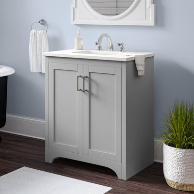 Moore 30'' Single Bathroom Vanity with Engineered Marble Top