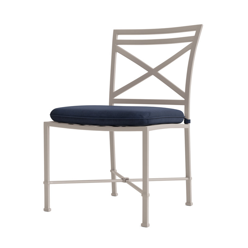 Venetian Outdoor Dining Side Chair, Navy, Fusion Neptune, Dove Smooth