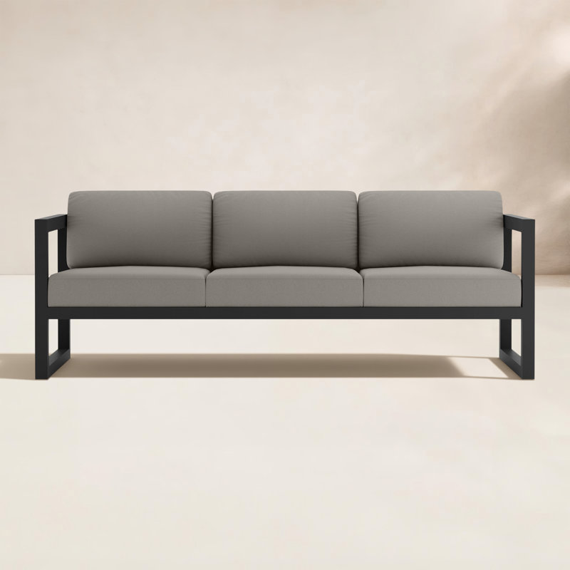 Avion Patio Sofa with Sunbrella Cushions, Canvas Charcoal Sunbrella® Canvas, Black