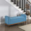 Meuble de rangement Mid-Century moderne avec plateau relevable et dessus en bois massif capitonné bleu noyer-771133149