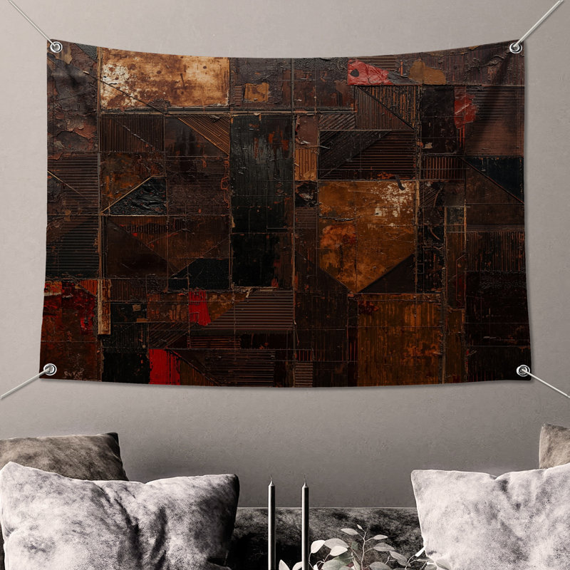 Tapisserie murale rustique en métal - Texture, H 50 po x l 60 po avec 4 œillets