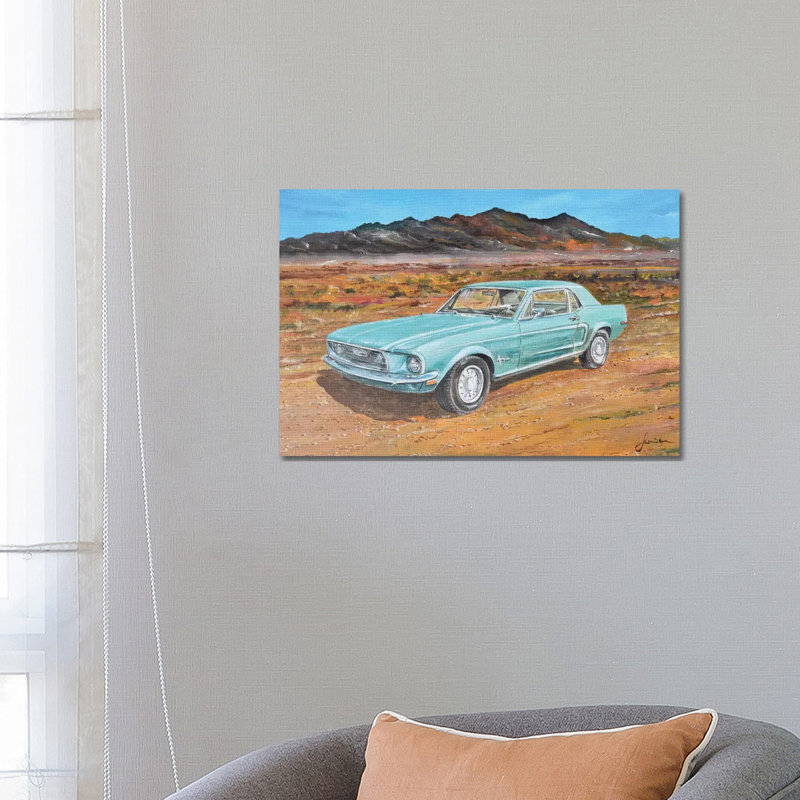 1968 Ford Mustang by Sinisa Saratlic - Painting on Canvas, Wrapped Canvas, 45.72cm H x 66.04cm W x 1.91cm D