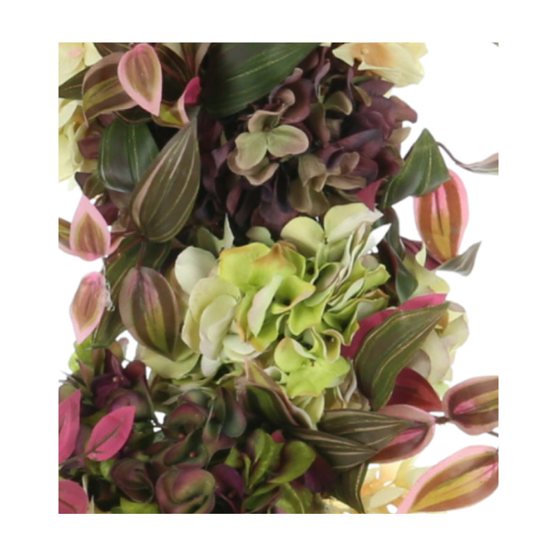24" Wreath Decorated With Assorted Hydrangea And Wandering Jew