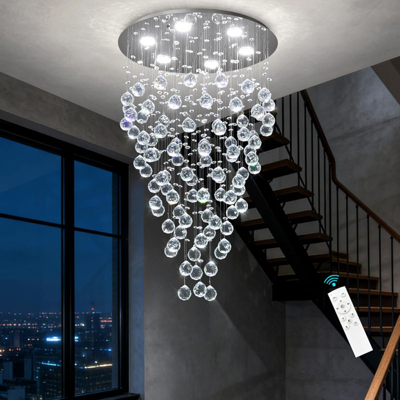 Lustre rond en cristal, Round Plate, Chrome chrome