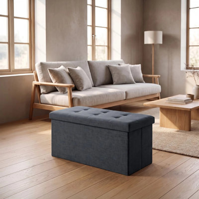 BROOK LINEN STORAGE BOX LARGE CHARCOAL