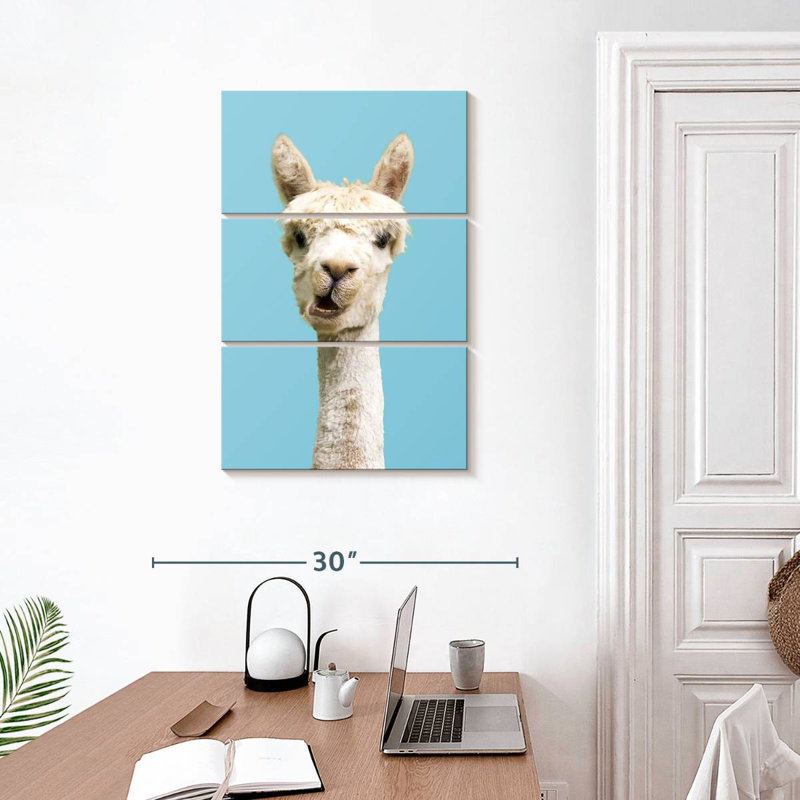 Brampt White Funny Alpaca, 32" H x 20" W