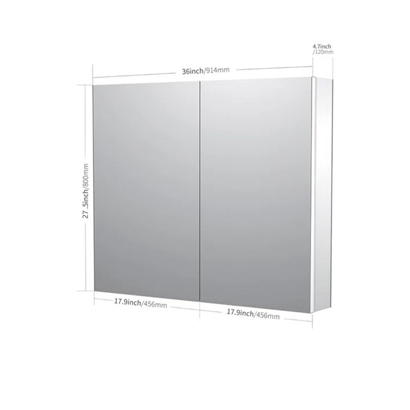 Armoire à pharmacie avec miroir et 2 tablettes réglables 