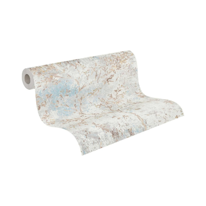 Wallpaper 1005 cm x 53 cm with Branches in Grey, Floral Wallpaper with Design and Metallic Effect