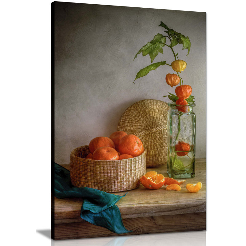 Panther Print Fine Art Prints Peeled Oranges On A Rustic Basket Artistic Framed Canvas Prints, Pictures For Home Walls, Bedroom, Living Room & Bathroom Decor - Wrapped Canvas Art Prints