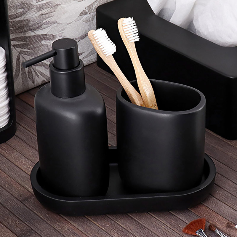 Oval Black Bathroom Tray, Black