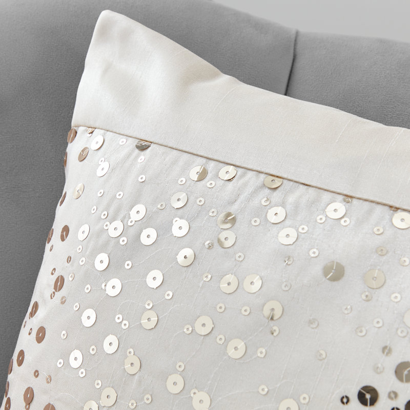 Glitzy Scatter Cushion with Filling, White/Gold