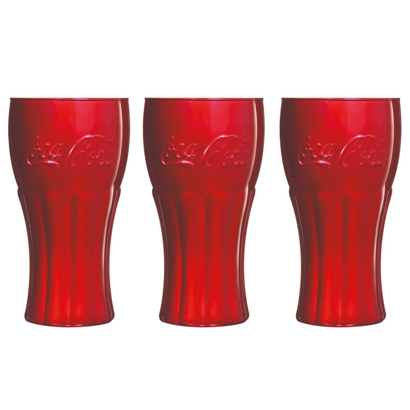 370ml Drinking Glass Set, 3, Red