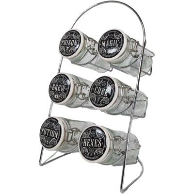 Support à épices avec 6 pots en verre Wicca