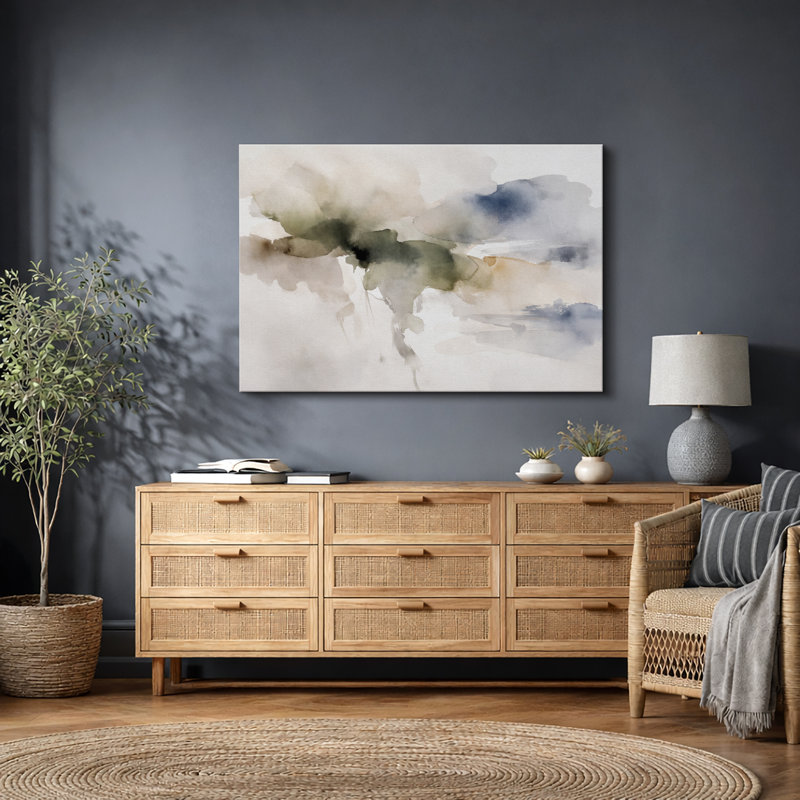 Terre, paysage abstrait, œuvre d'art moderne sur toile encadrée, estampe numérique, H 32 po x l 48 po x P 1,5 po
