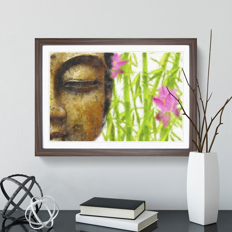 Buddha Statue Vol.8 - Picture Frame Painting, 27cm H x 36cm W x 2cm D, Walnut Framed