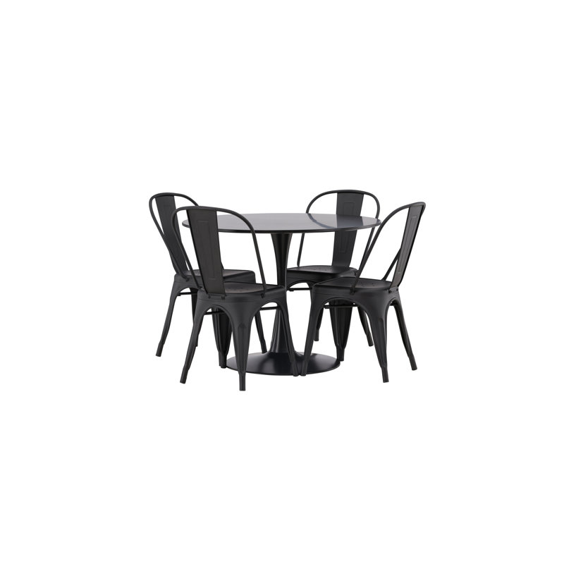 Torres 4 - Person Dining Set, Black, Black