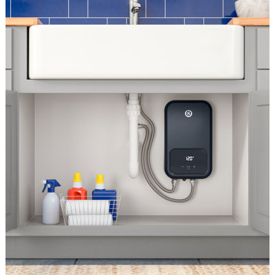 GE Appliances 3.5kW, Small Tankless, Electric Water Heater with Digital Touch Screen Temperature Control, 0.7 Gallons per Minute, Compact Design, Installs at Point of Use, 120v
