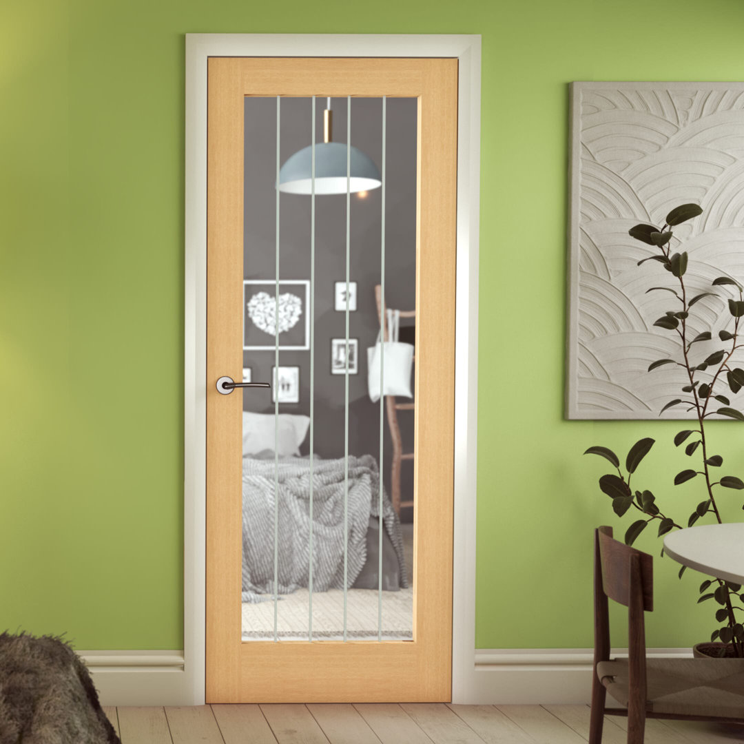 Green & Taylor Cottage Oak 1 Lite Clear Glazed Glass Frosted Lines Internal Door 1981 X 762 X 35Mm - Image 2