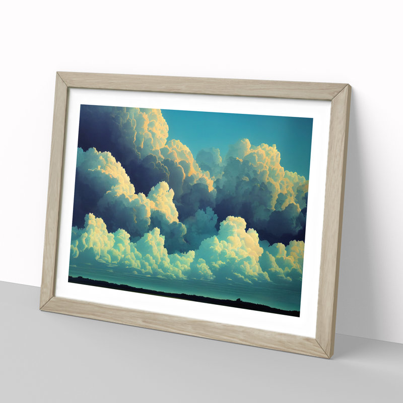 Pleasant Clouds - Single Picture Frame Print, 46cm H x 64cm W x 2cm D, Oak Framed