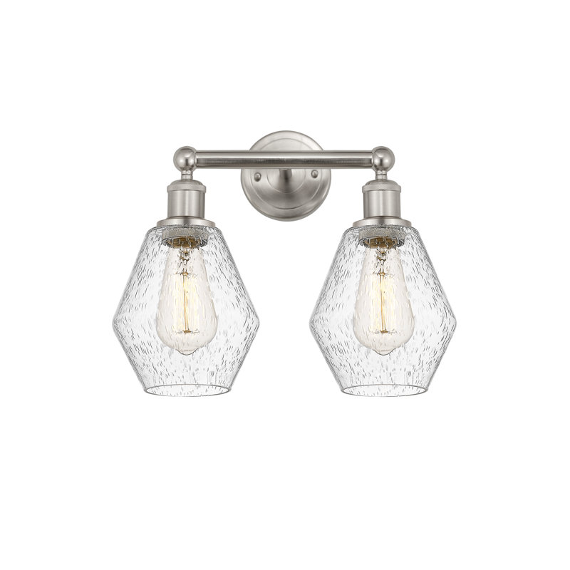Éclairage pour salle de bain 2 lumières en acier et verre Gabbie, Granuleux, Nickel satiné brossé