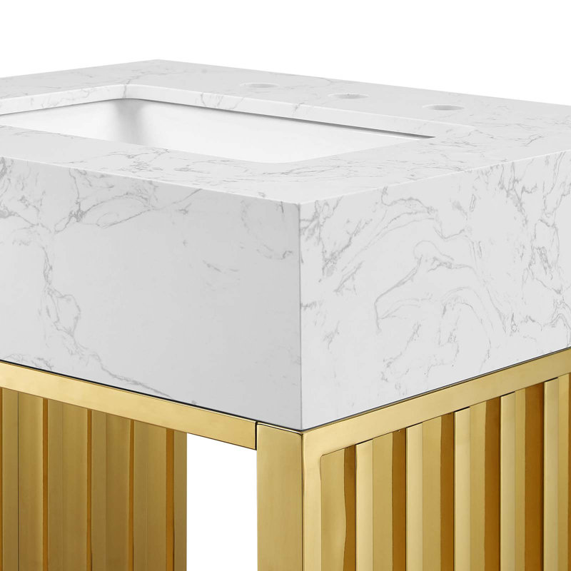 Modern Gridiron 24" Gold Stainless Steel Bathroom Vanity