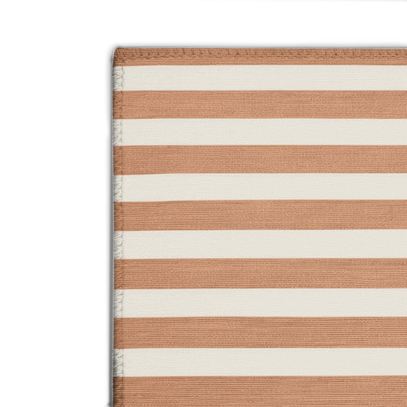 Tapis intérieur / extérieur beige HorizontalStripes, Rectangulaire 8 pi x 10 pi