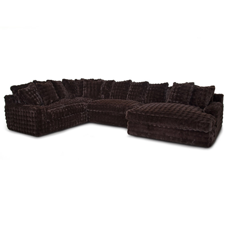 Everette 4-Piece Sectional With Chaise, Brown Polyester, Right Hand Facing