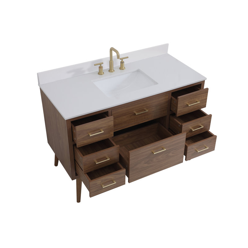 Ensemble de meuble-lavabo simple 48 po Steinfeldt, Noyer brun