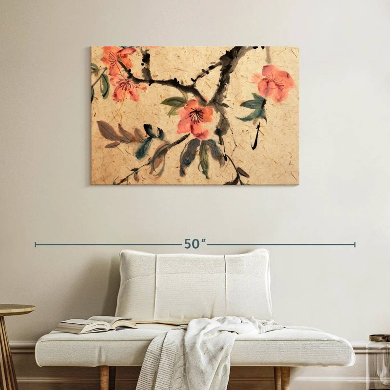 Harnek abstrait floral chinois, H 26 po x l 39 po