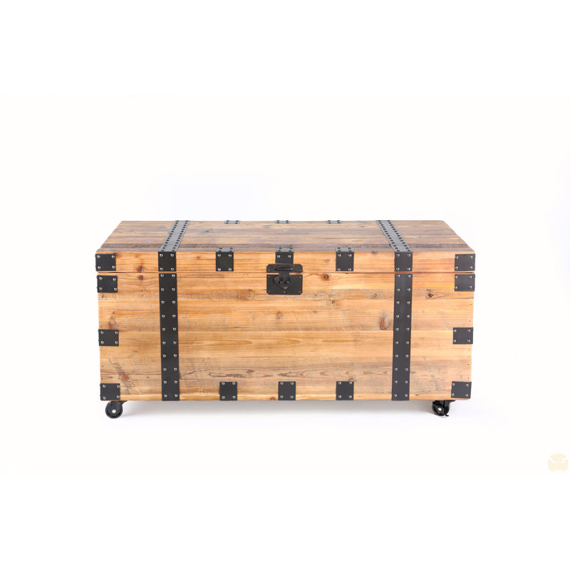 Table basse à coffre à quatre roulettes avec grande capacité de rangement