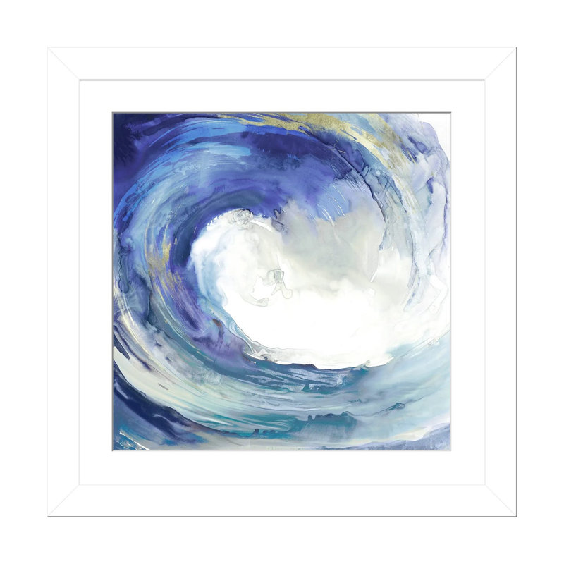 Water Collar - Dark Blue, White Open Corner Framed, 16" H x 16" W