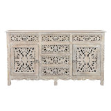 Commode combinée en bois massif à 6 tiroirs Harleen